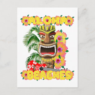 Tropical Funny Aloha Beaches Hawaiian Tiki Postcard
