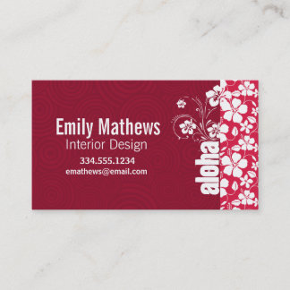 Tropical Fuschia Hibiscus; Aloha Business Card