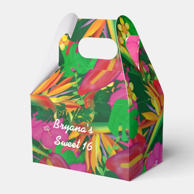 Tropical Garden Bird of Paradise Party Favour boxe Box (Front Side)