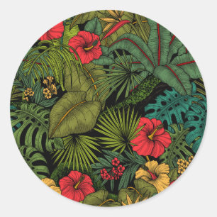 Tropical garden classic round sticker