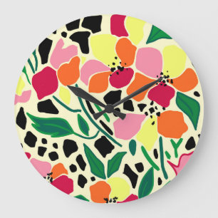 Tropical Garden Dots Large Clock