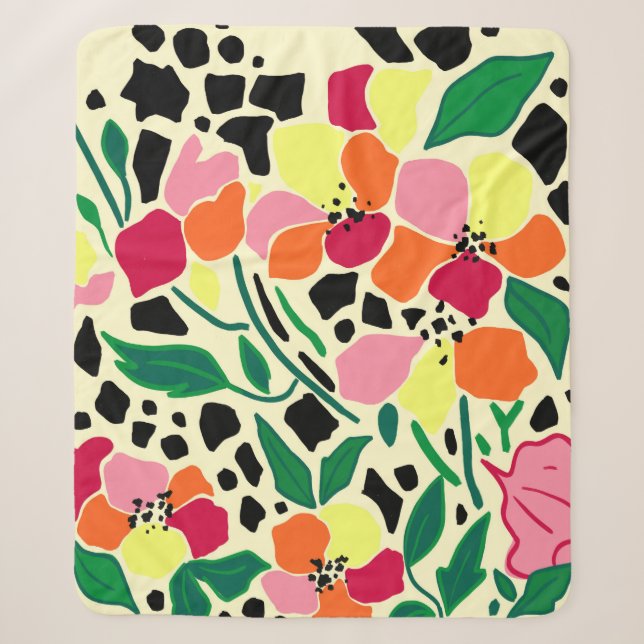 Tropical Garden Dots Sherpa Blanket (Front)