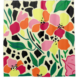 Tropical Garden Dots Shower Curtain