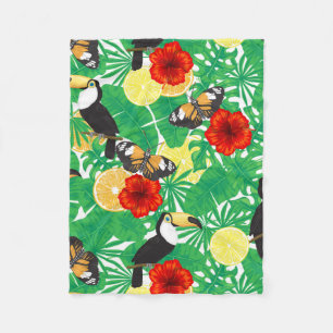 Tropical garden fleece blanket