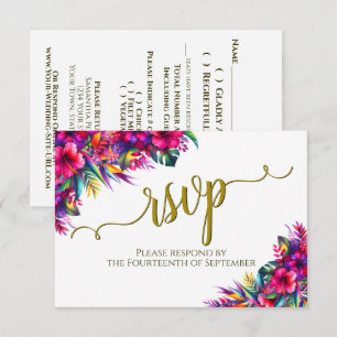 Tropical Garden Floral Elegant Calligraphy Wedding RSVP Card