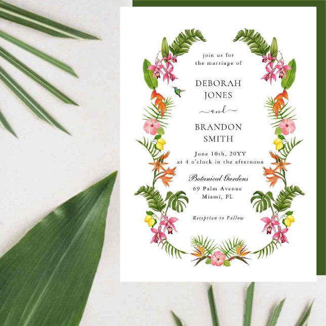 Tropical Garden Floral & Greenery wedding Invitation (Creator Uploaded)