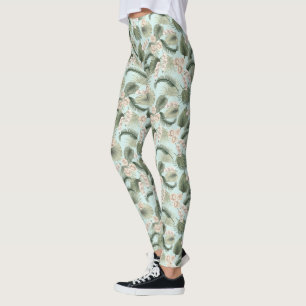Tropical Garden Floral Orchid & Palm Pattern Leggings