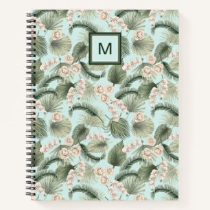 Tropical Garden Floral Orchid & Palm Pattern Notebook