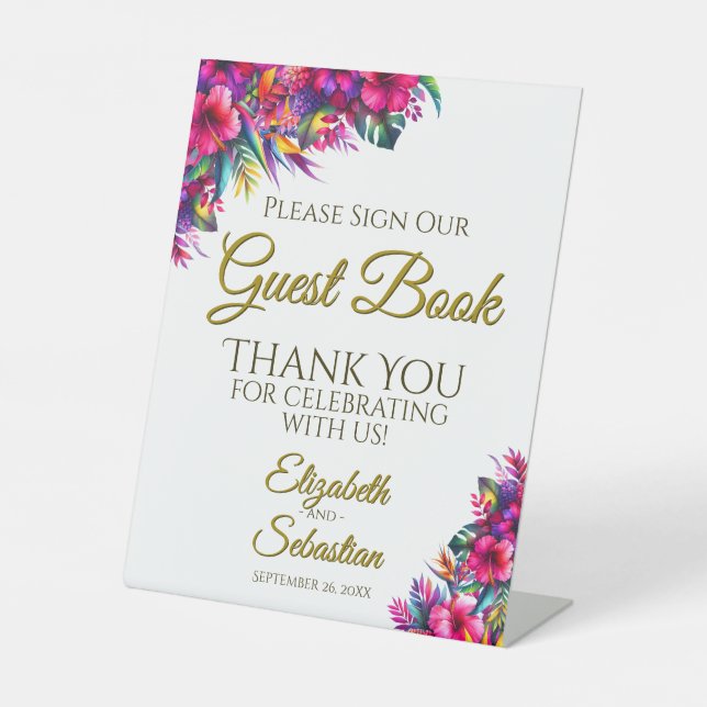 Tropical Garden Floral Please Sign Our Guest Book (Front)