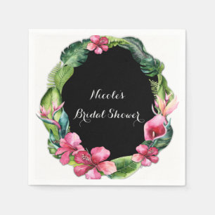 Tropical Garden Flowers & Leaves Chic Luau Party Napkin