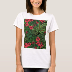 Tropical garden in blue and red T-Shirt