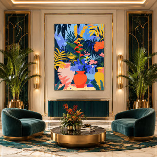 Tropical Garden in Favist Style: Colorful Art. Canvas Print