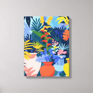Tropical Garden in Favist Style: Colorful Art. Canvas Print