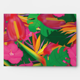 Tropical Garden Leaves & Flowers Card Envelopes
