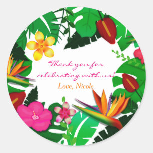 Tropical Garden Leaves & Flowers Favour Stickers