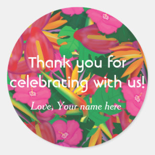 Tropical Garden Leaves & Flowers Favour Stickers