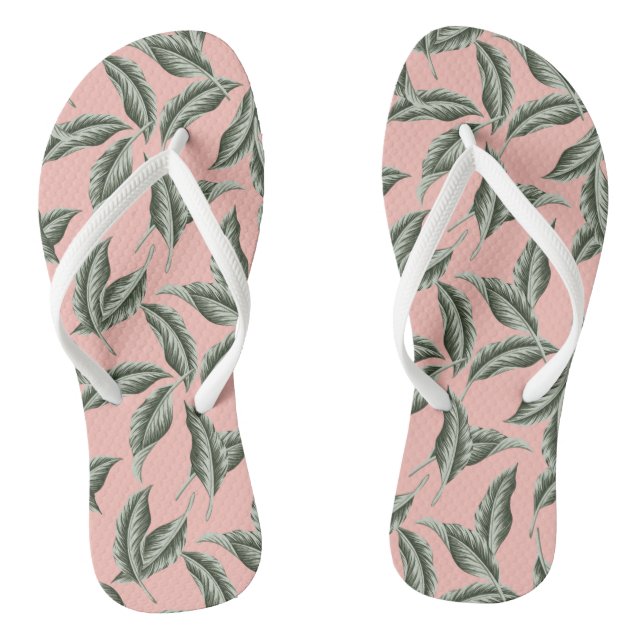 Tropical Garden Leaves Pattern Flip Flops (Footbed)