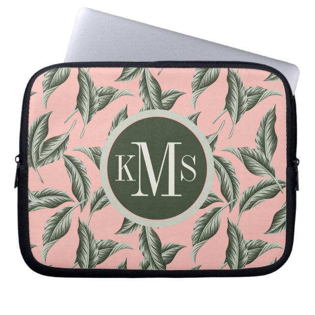 Tropical Garden Leaves Pattern Laptop Sleeve (Front)