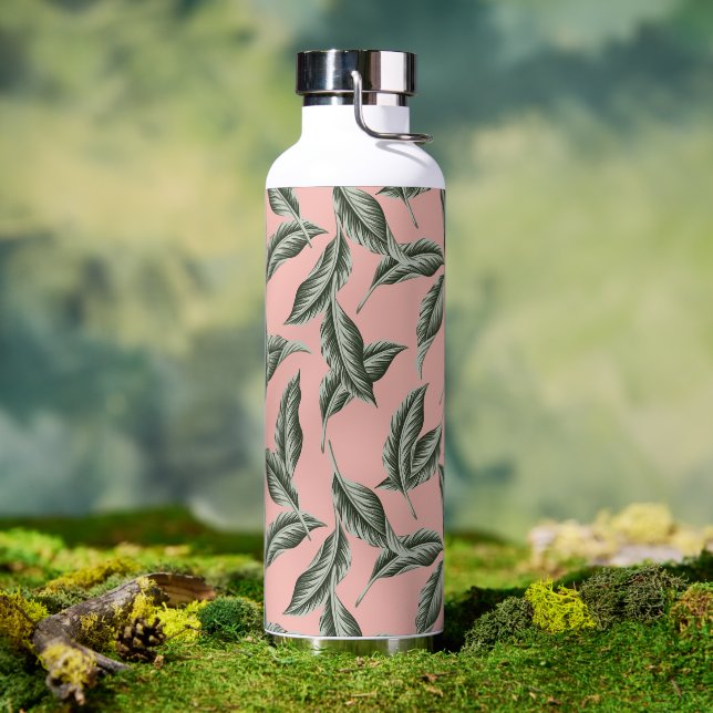 Tropical Garden Leaves Pattern Water Bottle (Outdoor)