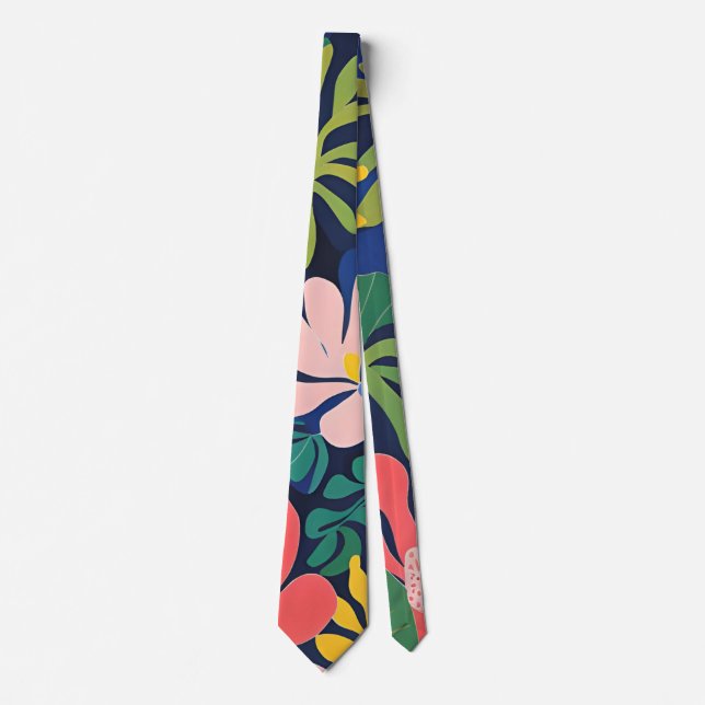 Tropical Garden Modern Expressionism Artwork Tie (Front)
