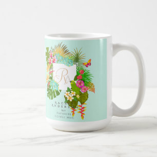 Tropical Garden Monogram Green Coffee Mug
