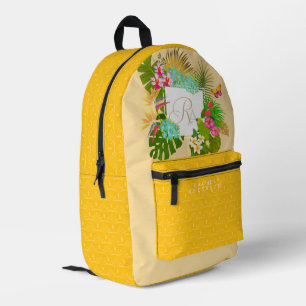 Tropical Garden Monogram Navy Printed Backpack