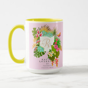 Tropical Garden Monogram Pink Mug