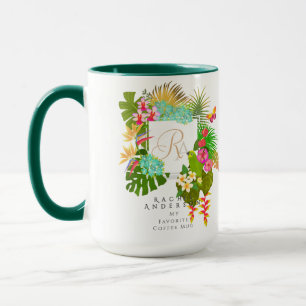Tropical Garden Monogram White Mug