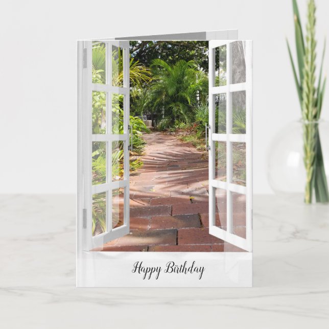 Tropical Garden Path Birthday Card (Front)