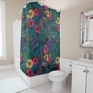 Tropical garden shower curtain