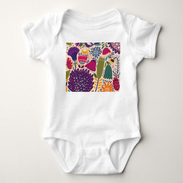 Tropical garden: spring pattern collection. baby bodysuit (Front)