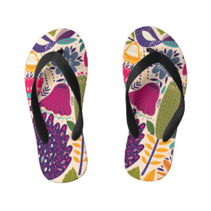 Tropical garden: spring pattern collection. kid's flip flops