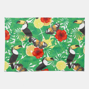 Tropical garden tea towel