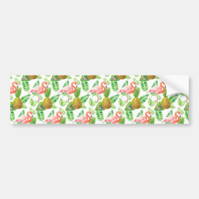 Tropical garden watercolor pattern bumper sticker (Front)