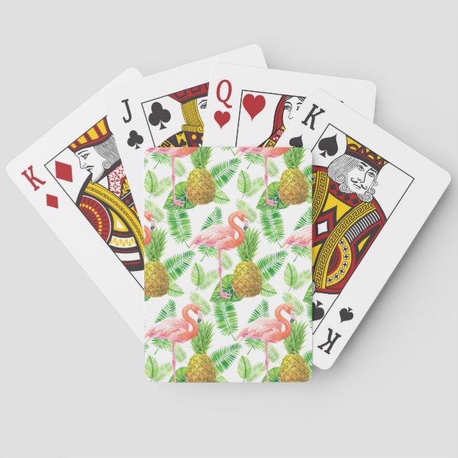 Tropical garden watercolor pattern playing cards (Back)