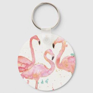 Tropical   Gathering of Flamingos Key Ring