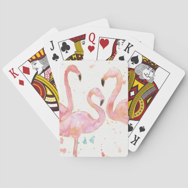 Tropical | Gathering of Flamingos Playing Cards (Back)