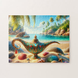 Tropical Genie Lamp by the Sea Jigsaw Puzzle