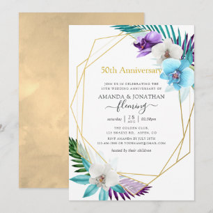Tropical Geometric 50th Wedding Anniversary Invitation