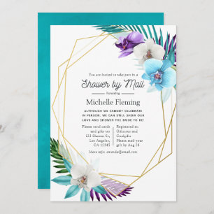 Tropical Geometric Summer Bridal Shower by Mail Invitation