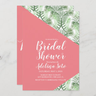 Tropical Geometrical Palm Oasis Pink Bridal Shower Invitation