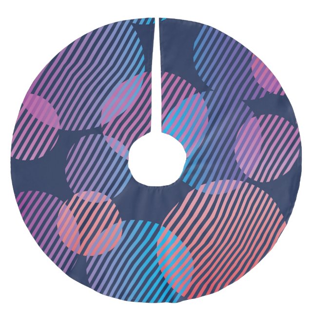 Tropical Geometry: Violet & Pink Night Design Brushed Polyester Tree Skirt (Front)