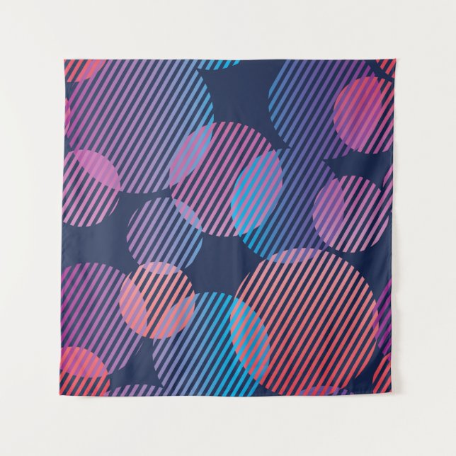 Tropical Geometry: Violet & Pink Night Design Tapestry (Front)