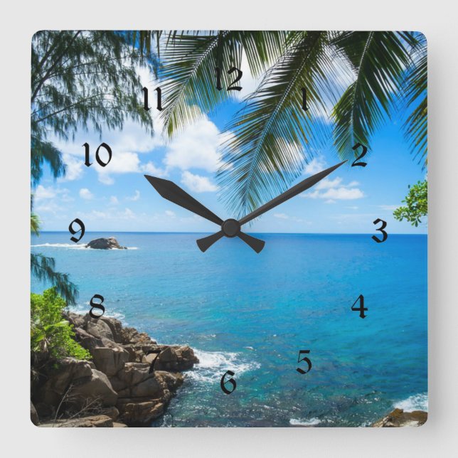 Tropical Getaway Square Wall Clock (Front)