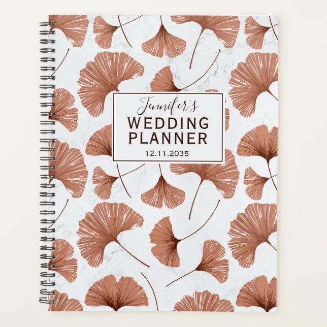 Tropical Gingko Foliage Terracotta Wedding Planner (Front)