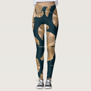 Tropical ginko palm leaves, Hawaiian pattern. Leggings