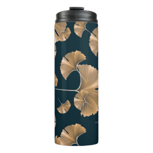 Tropical ginko palm leaves, Hawaiian pattern. Thermal Tumbler