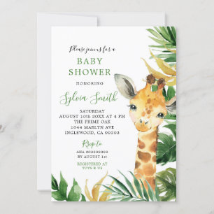 Tropical Giraffe Boy Baby Shower Invitation
