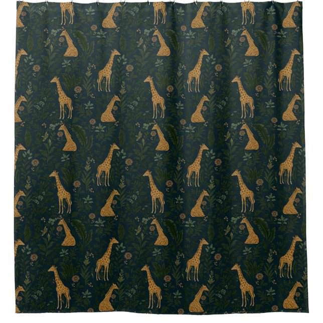Tropical Giraffe Hangout Shower Curtain (Front)