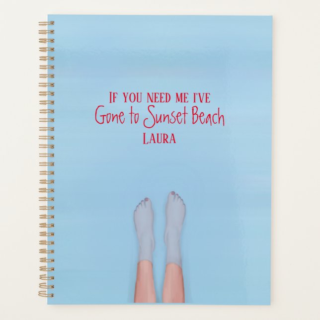 tropical Girl Personalised Cute Blue Lake Custom Planner (Front)